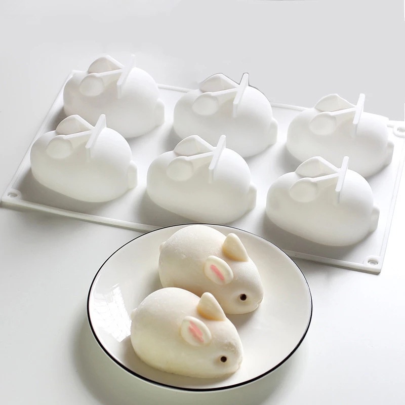 Khuôn Silicone Tạo Hình Làm Bánh Kẹo Hình Thỏ / Heo 3d Diy