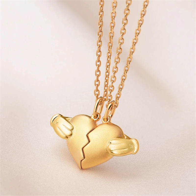 Set 2 Vòng cổ Kim Loại Mặt Trái Tim Từ Tính Sáng Tạo Thời Trang Cho Nữ