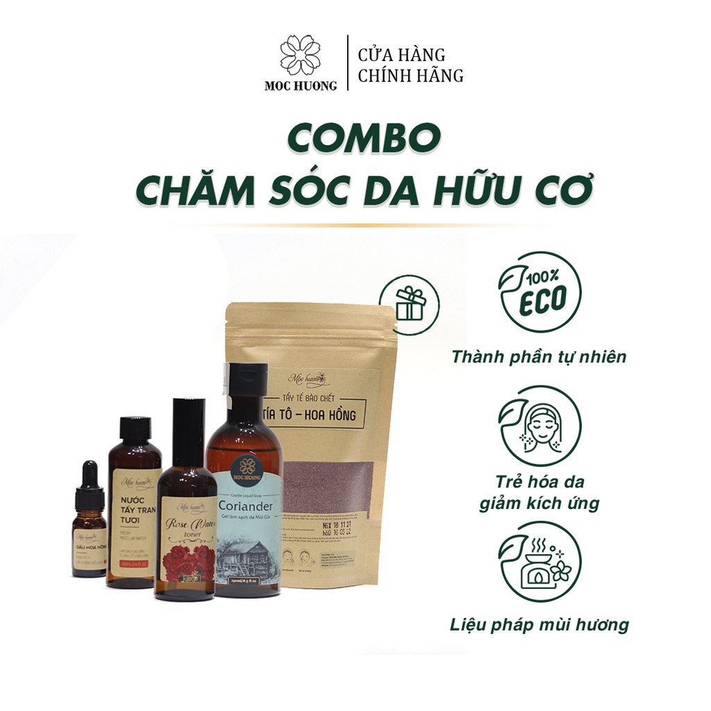 Combo Chăm Sóc Da Hữu Cơ Mini MỘC HƯƠNG Thành Phần Tự Nhiên, Chăm Da Tối Giản, Tiện Lợi Mang Theo