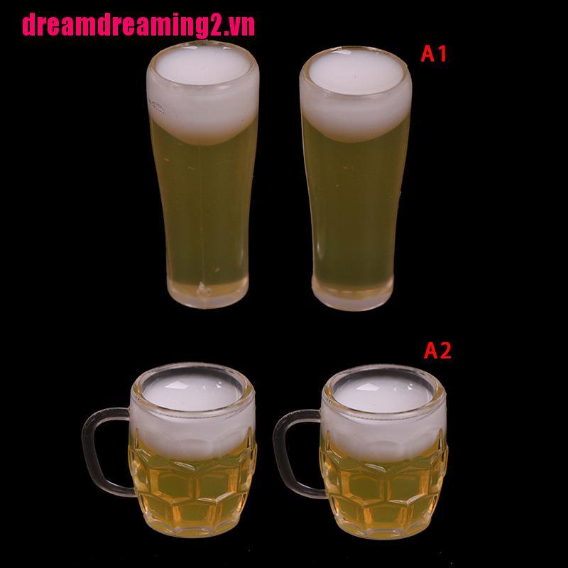 Bộ 2 Mô Hình Chai Bia Mini Tỉ Lệ 1: 12 Trang Trí Nhà Búp Bê