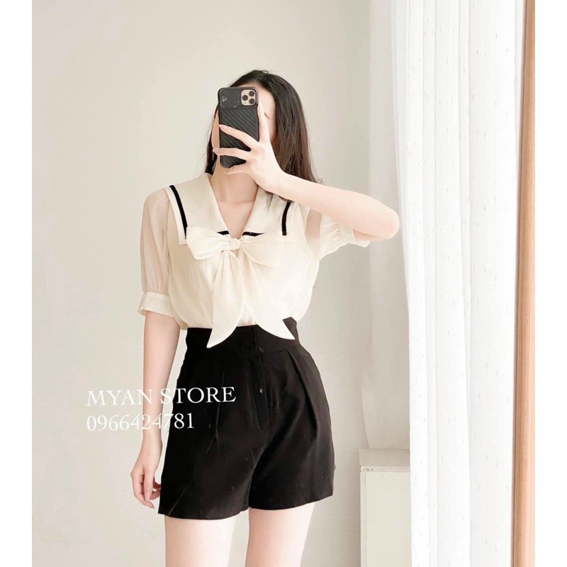 ( Ảnh thật ) Áo sơmi tơ nơ