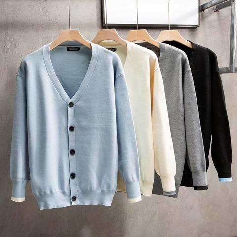 Áo Khoác cardigan Màu Trơn Thời Trang Hàn Quốc Cá Tính Cho Nam