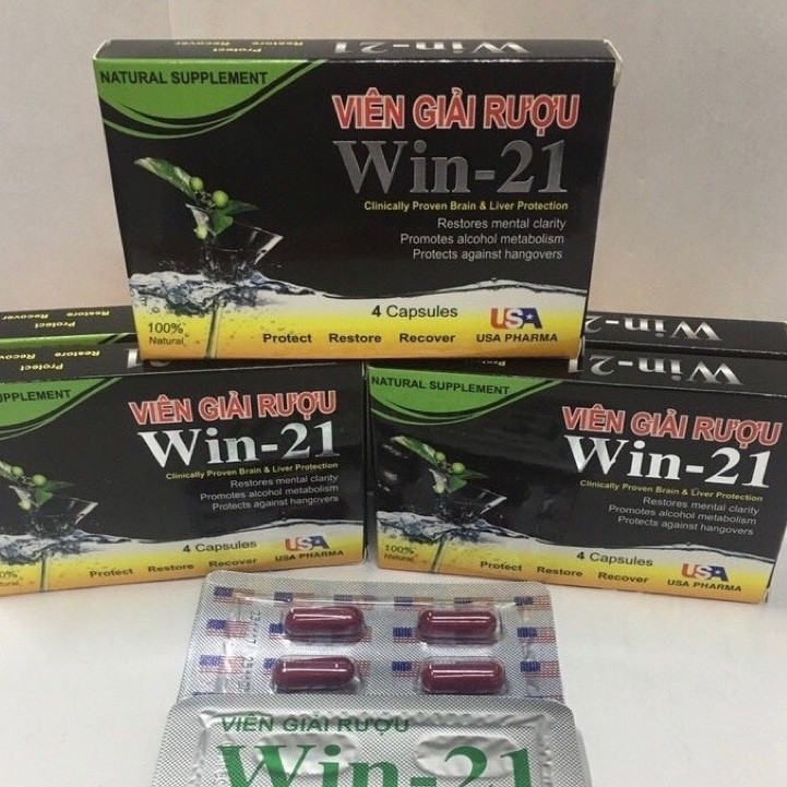 Viên giải rượu Win 21 Giải độc gan chống lại tác hại rượu bia hiệu quả nhanh chóng có hộp lớn