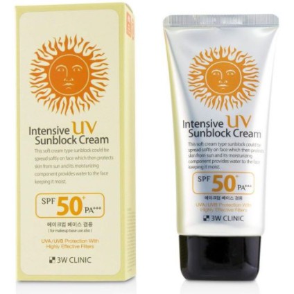 3W Clinic Intensive UV Sunblock Cream SPF50+ PA+++ 70ml [sunflower1968] // Sản xuất tại Hàn Quốc Kem chống nắng