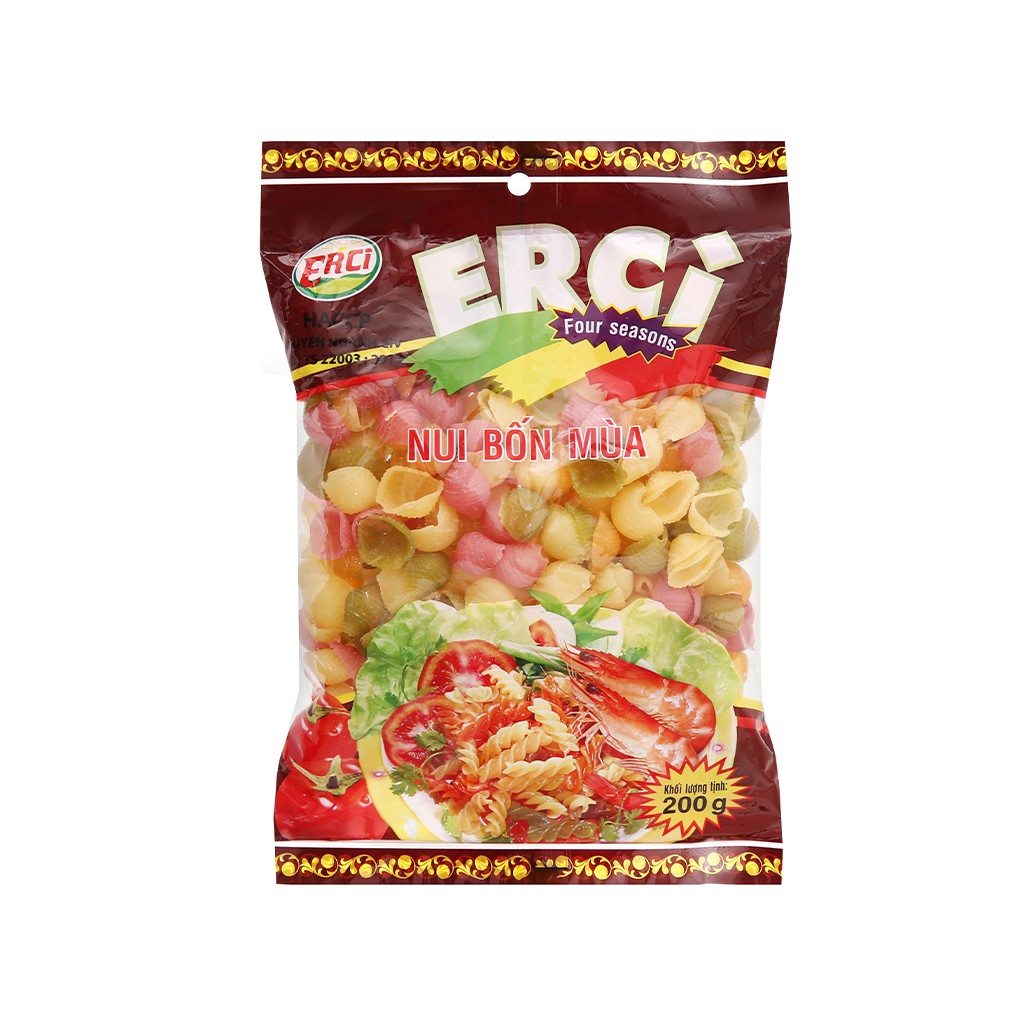 Nui rau củ hình sò lớn Bốn mùa Erci gói 200g