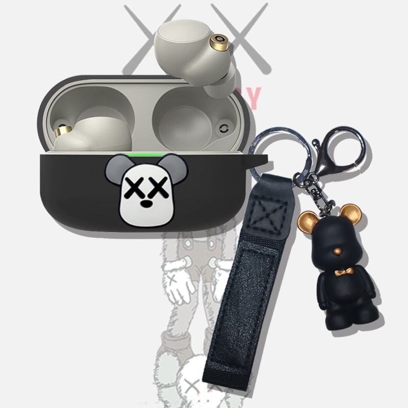 Sony WF-LS900N Case Creative Kaws Violent Bear Keychain Pendant Sony LinkBuds S Silicone Soft Case Cover Cute Pudding Dog Pendant Sony WF-1000XM4 Headphone Case Cover Sony WF-1000XM4 Cover Shockproof Shell Case
