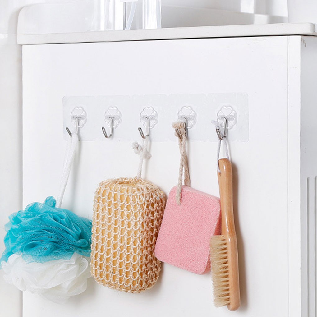 Set 6 móc dán treo đồ bằng nhựa trong suốt đa dụng tiện lợi