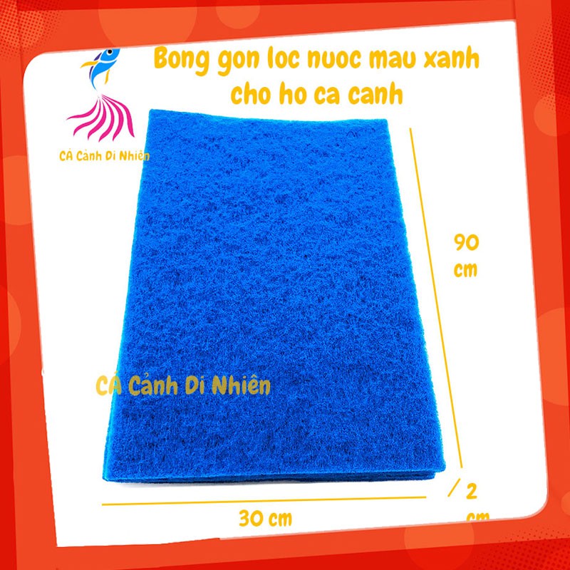 Bông gòn lọc nước màu XANH cho hồ cá cánh size 90x30x2 cm - gòn lọc hồ cá koi
