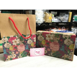 Set 10 hộp hoa giấy kraft size 14*21*5cm đựng vừa 6 bánh 50 - 75gr (túi ngoài size 18*24*6cm)