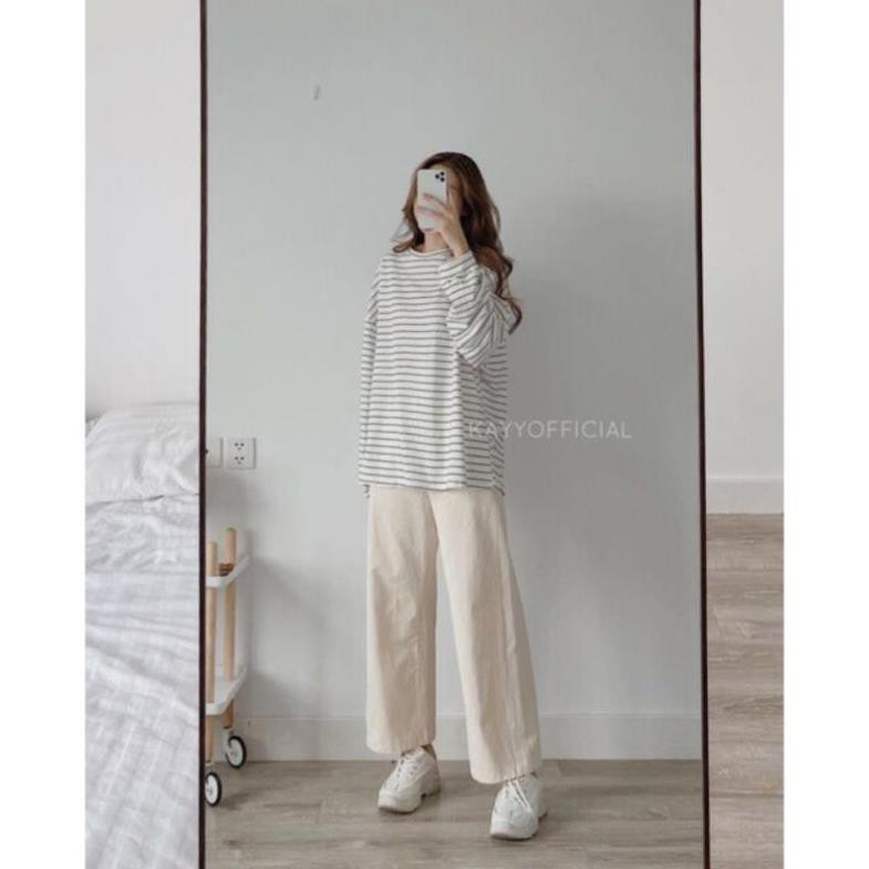 [SIÊU HOT] Áo Kẻ Thụng Form Rộng- Thun Dài Tay Unisex