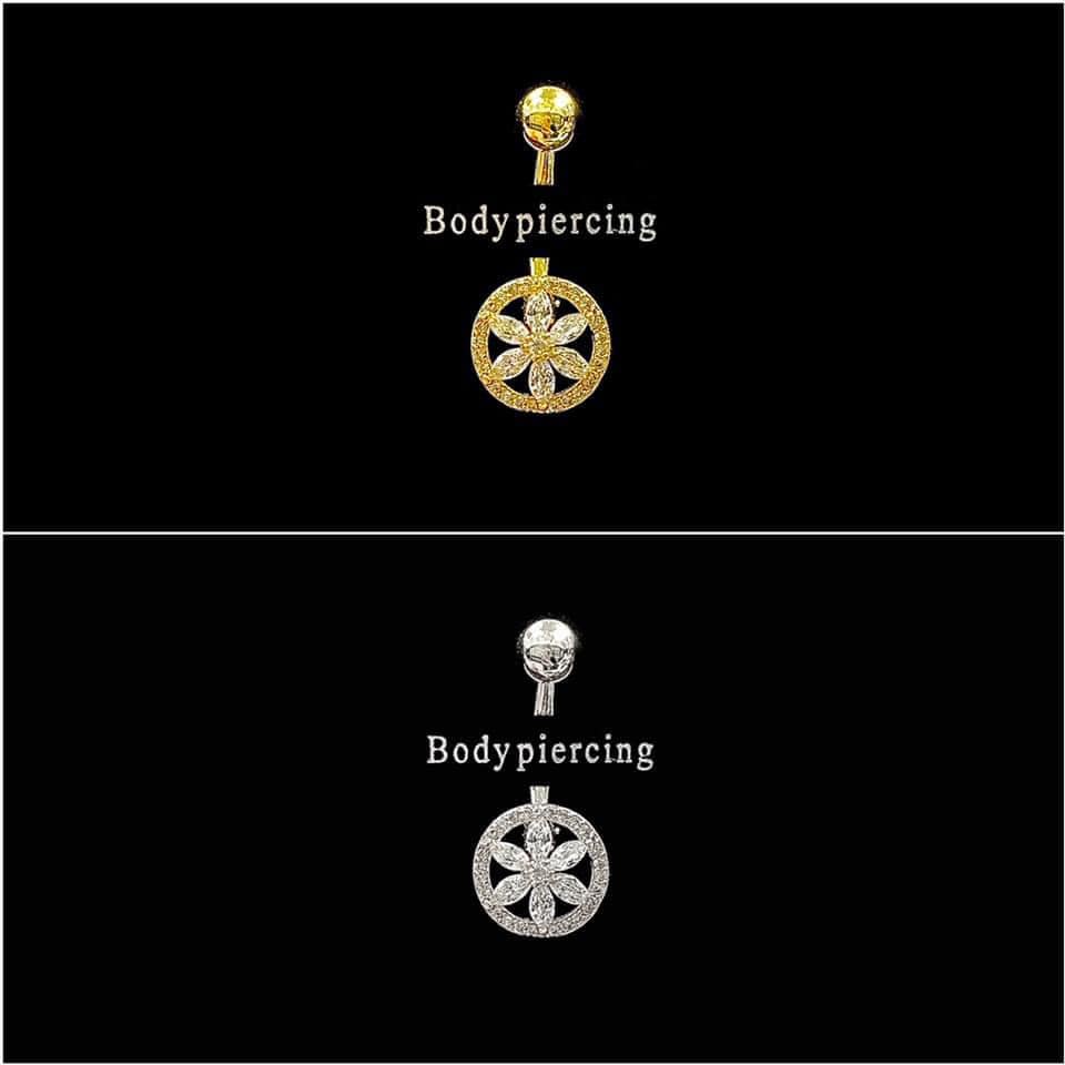 KHUYÊN RỐN HOA TRÒN ĐÁ TRẮNG / KO HAN GỈ