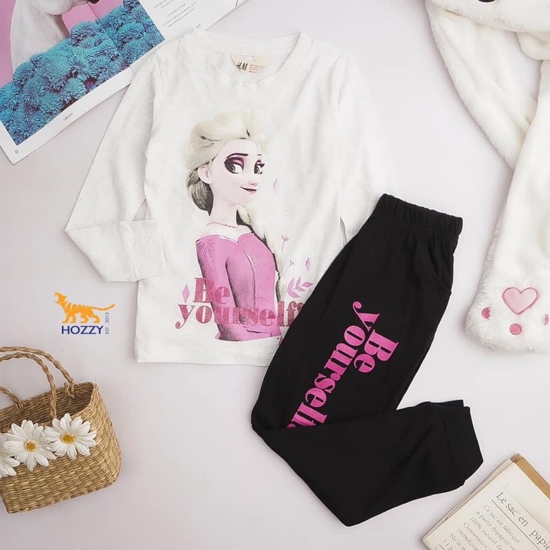 Bộ cotton HM Mickey, elsa, pony dài tay