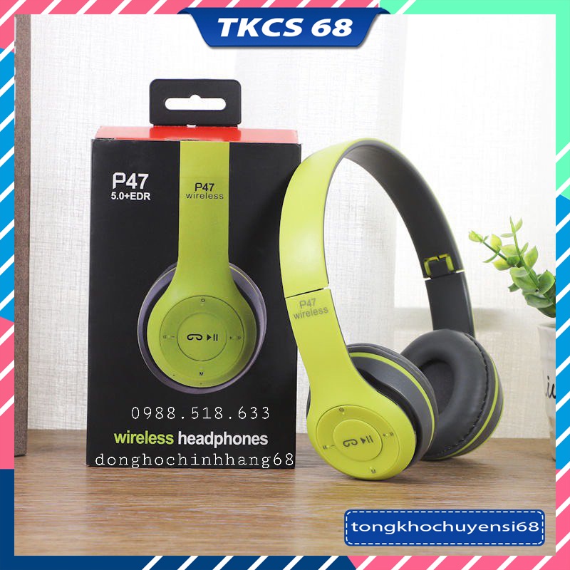 Tai Nghe Chụp Tai Bluetooth P47 Không Dây Có Mic Hỗ TrợThẻ Nhớ Âm Bass Cực Chất Nghe Nhạc Cực Hay Bảo Hành 12 Tháng
