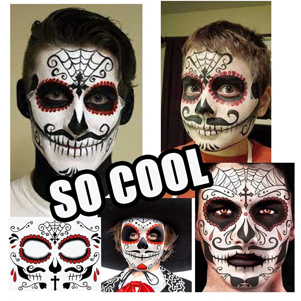 Hình Xăm Mặt Người Miếng Dán Tattoo Tạm Thời Chống Nước Halloween Vui Nhộn Legaxi