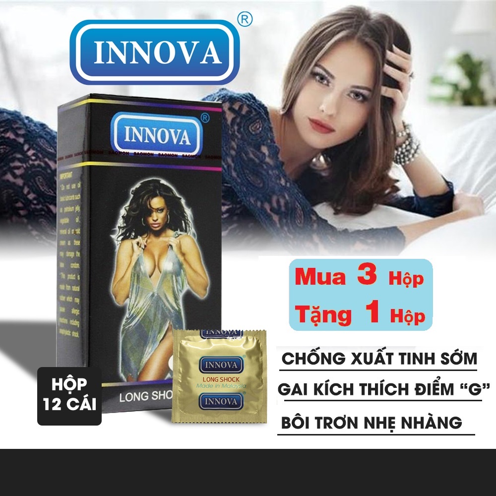 [Mua 3 Hộp Tặng 1 Hộp] Bao Cao Su Innova Hộp 12 Cái - Loại Gân Gai Giúp Kéo Dài Thờ Gian QH Cực Lâu, Ngăn Xuất Tinh Sớm