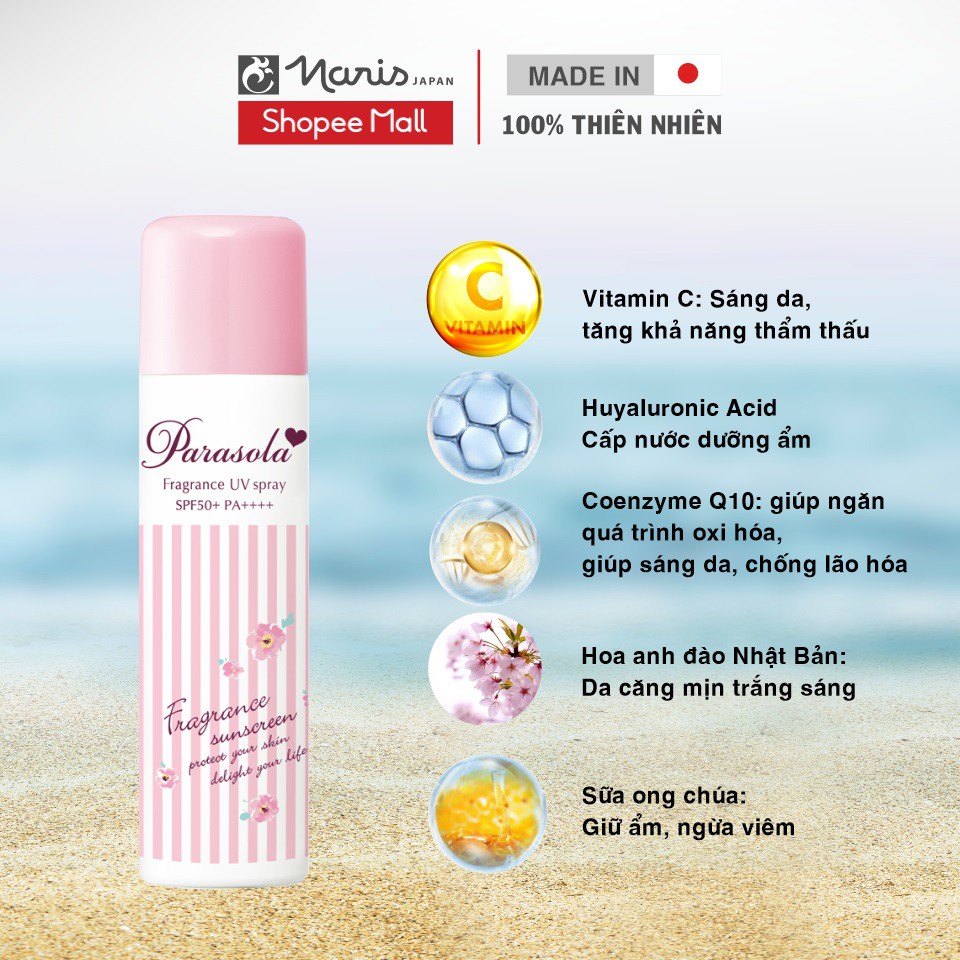 Xịt Chống Nắng Naris Parasola UV Spray SPF50+ PA++++ 90g