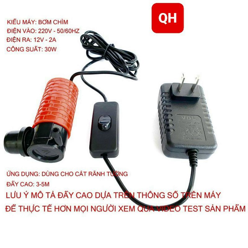 Bơm  mini chìm 12v dùng cho máy cắt rãnh tường ,máy khoan bể cá