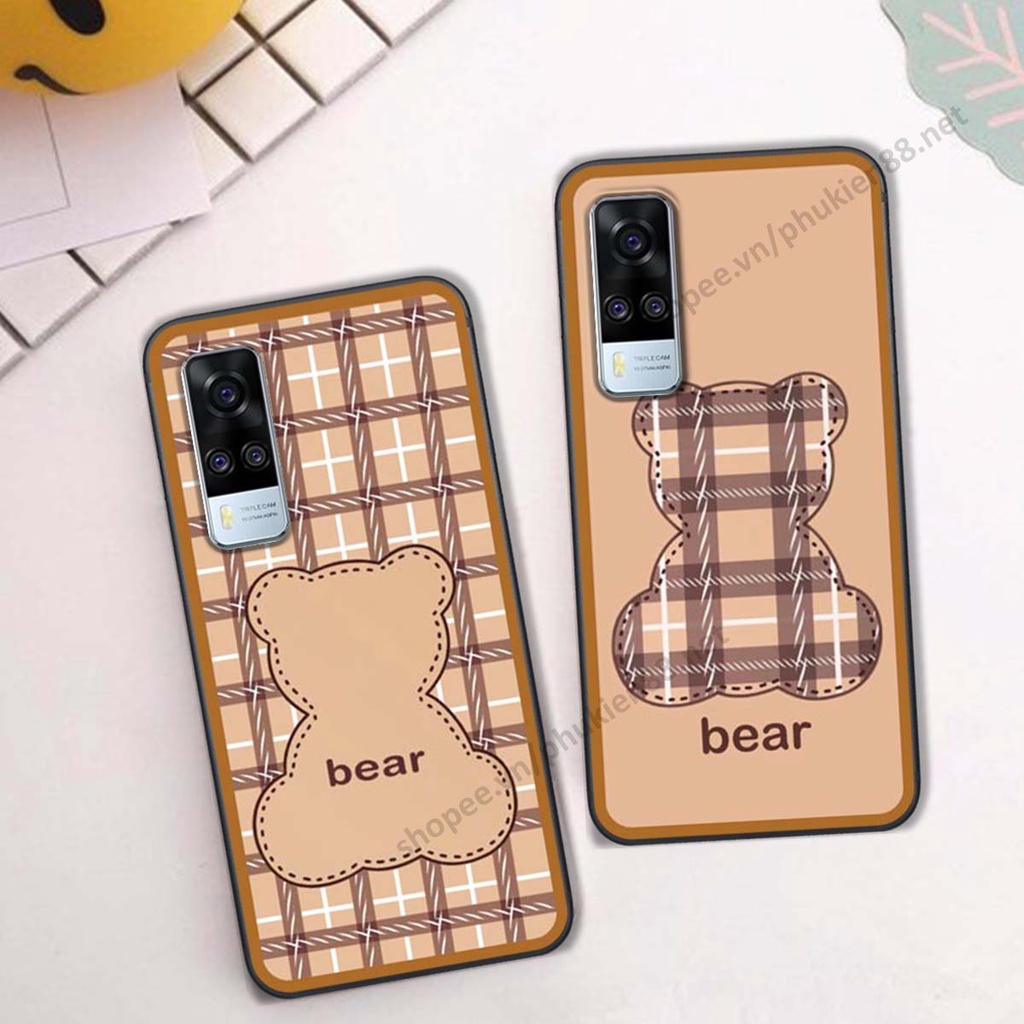 Ốp lưng Vivo Y51 2020 ốp điện thoại LineBear, bé tóc xù, hoa siêu đẹp