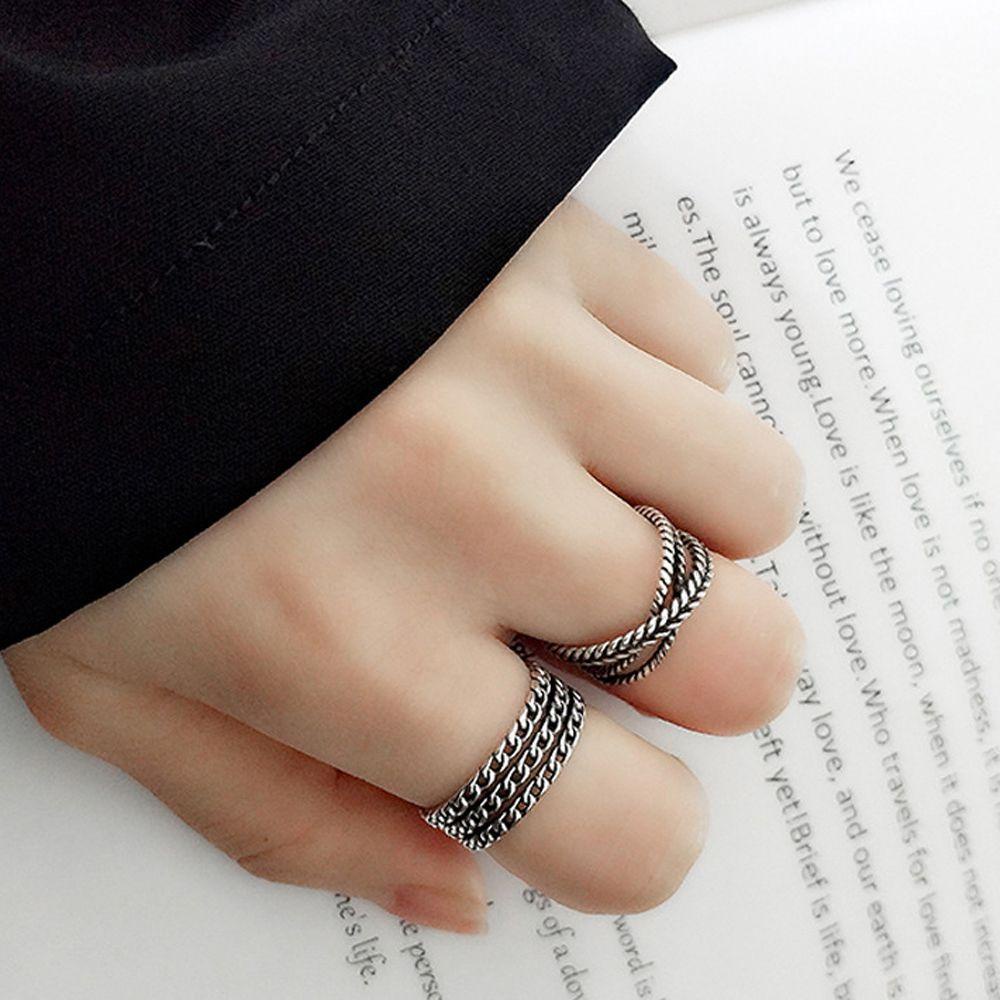 Nhẫn Thiết Kế Dây Mắt Xích Xoắn Phong Cách Hàn Quốc Cổ Điển Thời Trang