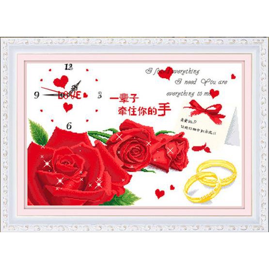 Tranh Thêu Chữ Thập Đồng Hồ I Love You RY5560 (KHÁCH TỰ THÊU) KT:77X55CM