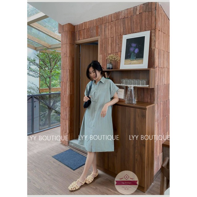 Váy Sơ Mi Dáng Suông Tay Cộc Vát Chất Thô Kiểu Váy Ulzzang Đầm Sơmi Lyy Boutique | BigBuy360 - bigbuy360.vn