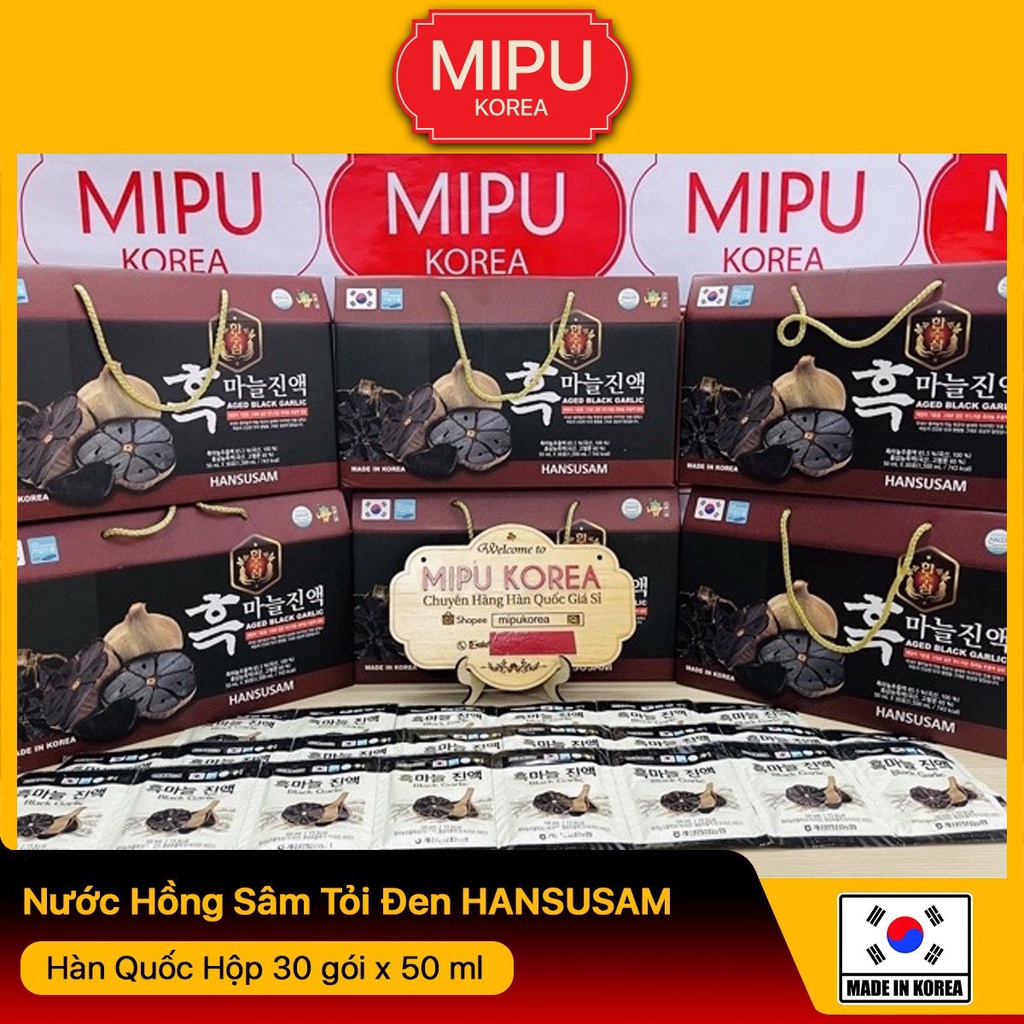 Nước Hồng Sâm Tỏi Đen HANSUSAM Hàn Quốc Hộp 30 gói x 50 ml