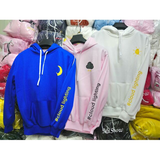 Áo khoác nỉ hoodie in chữ #clound lighting cute | BigBuy360 - bigbuy360.vn