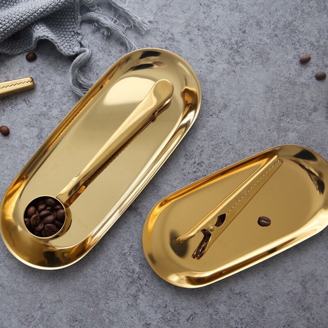 Đĩa kim loại oval trang trí rose gold/silver/multicolor