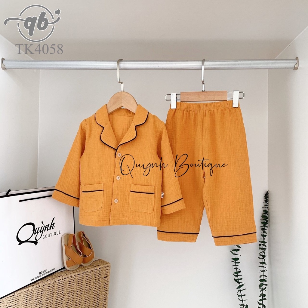 Quần Áo Trẻ Em Quỳnh Boutique Set Bộ Pijama Dài Tay Cho Bé Trai Gái Các Màu