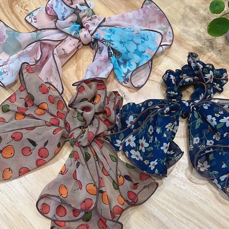 Dây Cột Tóc Cao Su Phối Lưới Phong Cách Hàn Quốc Thời Trang Cho Nữ