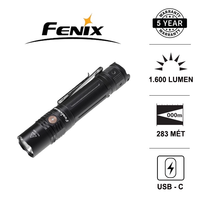 Đèn pin FENIX PD36R độ sáng 1600lm chiếu xa 283 m pin 21700 5000mAh cổng sạc Type-C