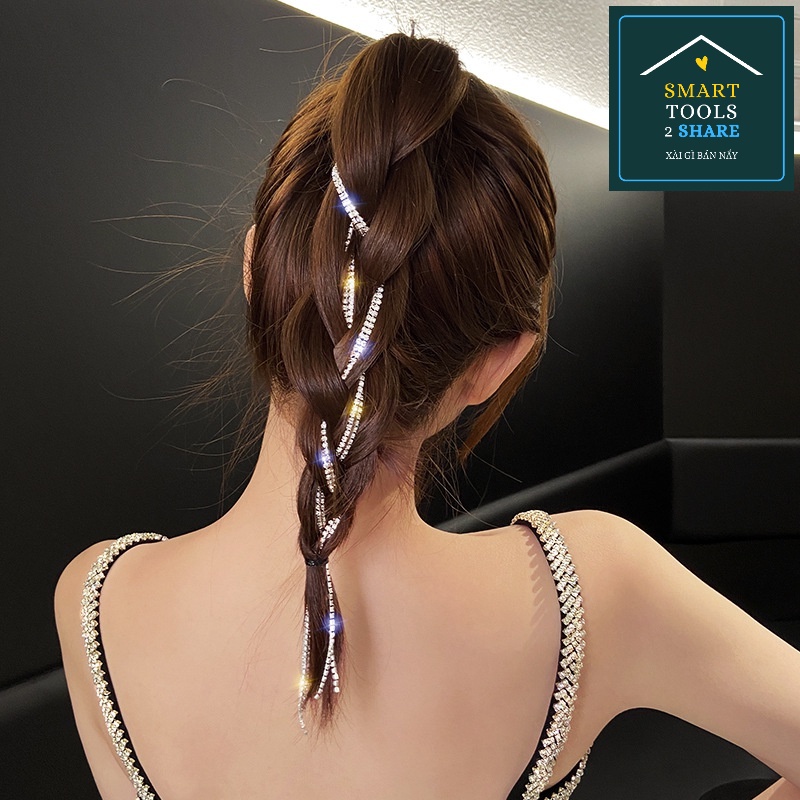 Cài Tóc Phối Đá Lấp Lánh Tua Rua