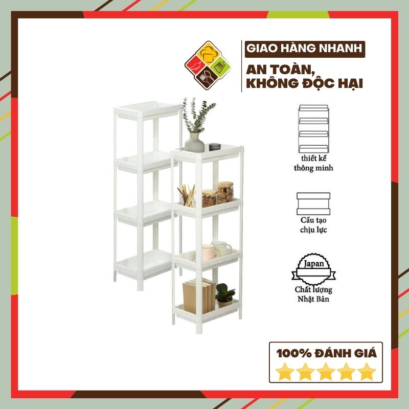 Kệ đa năng 4 tầng Inochi bằng nhựa kệ để đồ đa năng bằng nhựa phong cách Nhật Bản