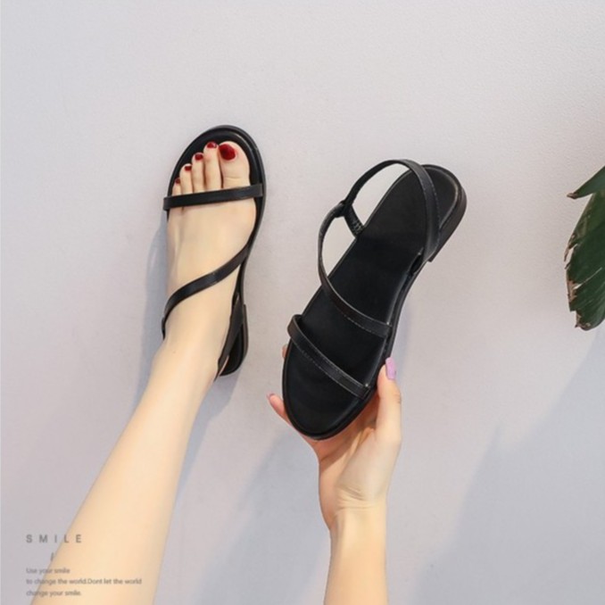 Giày sandal Size 35-43 đế phẳng mũi tròn thiết kế quai đan thoải mái thời trang cho nữ mã S37