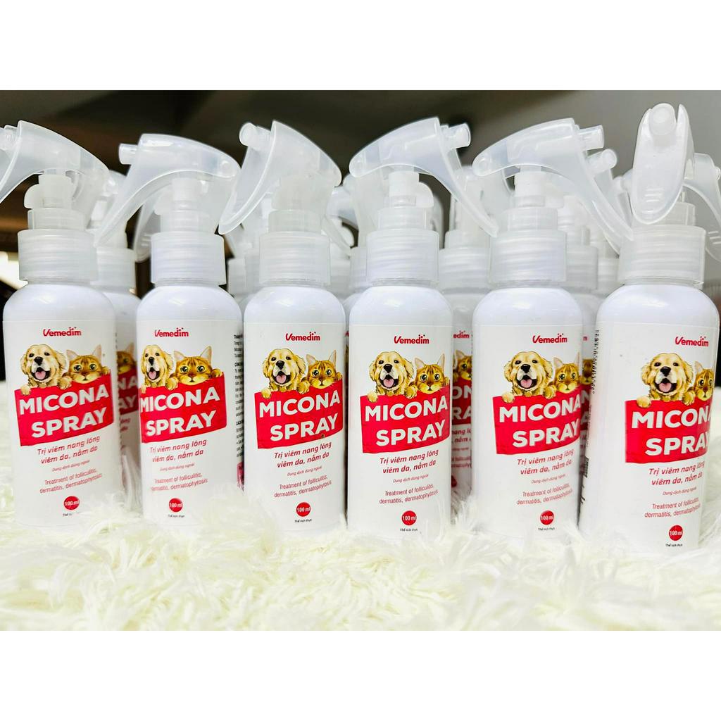 Micona Spray hiệu Vime -Trị viêm nang lông, viêm da, nấm da dành cho chó mèo