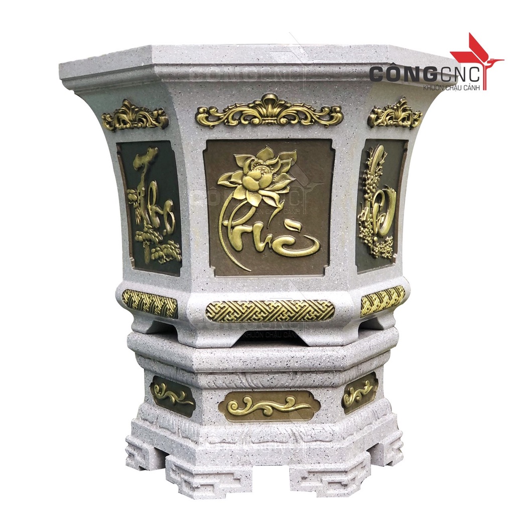 Khuôn chậu lục giác 58 kèm chân đôn