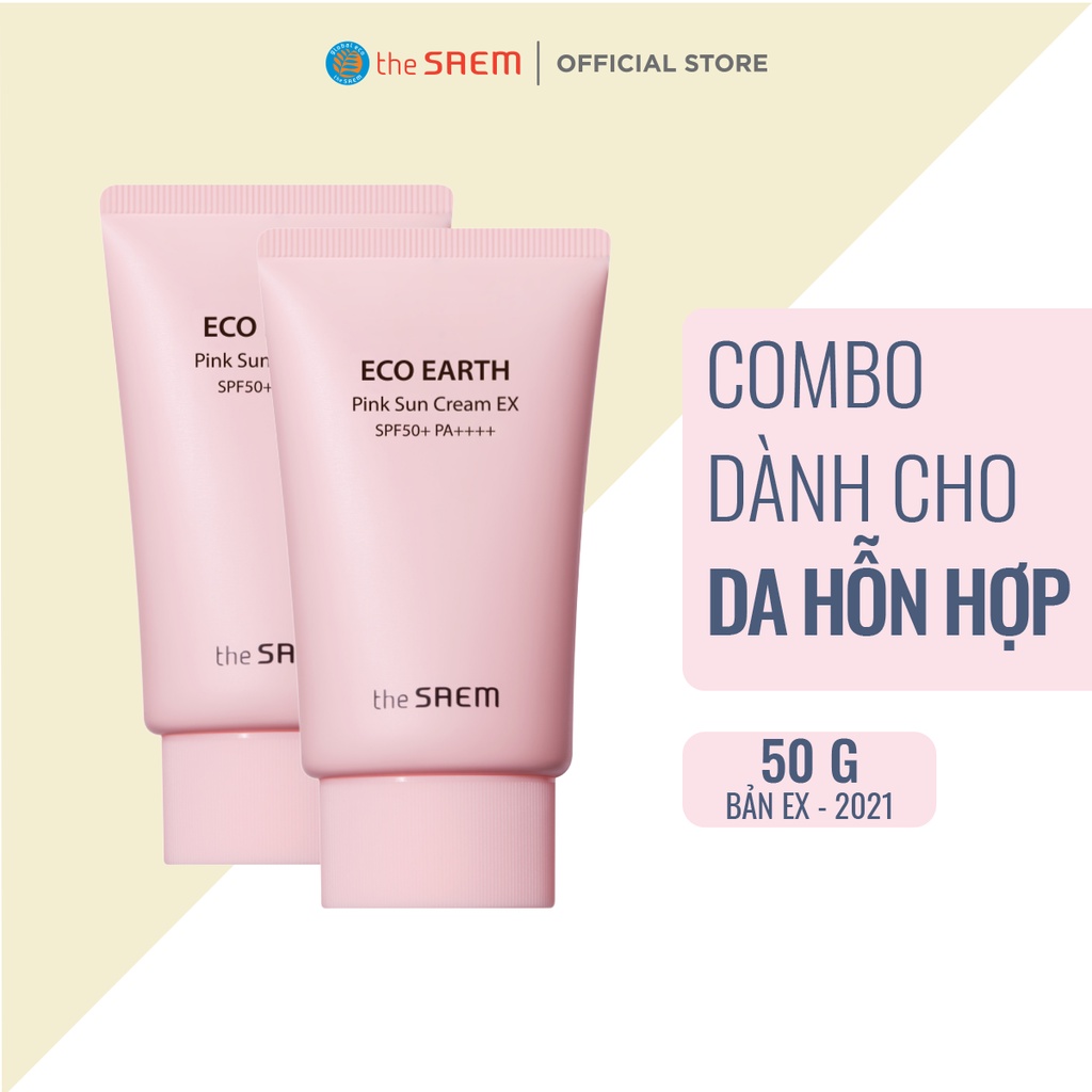 [Combo 2 sản phẩm] Kem chống nắng the SAEM Eco Earth Pink Sun Cream 50g + Kem chống nắng Pink 50g