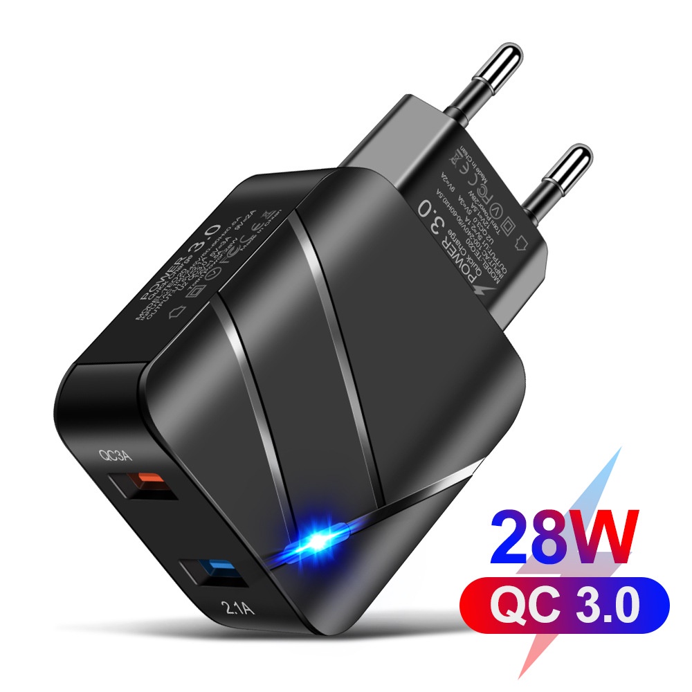 Sạc nhanh đa năng bộ sạc usbqc3.0 + 2.1a bộ sạc nhanh điện thoại di động bộ đổi nguồn đầu sạc du lịch đầu cắm us / eu galaxy1_vn