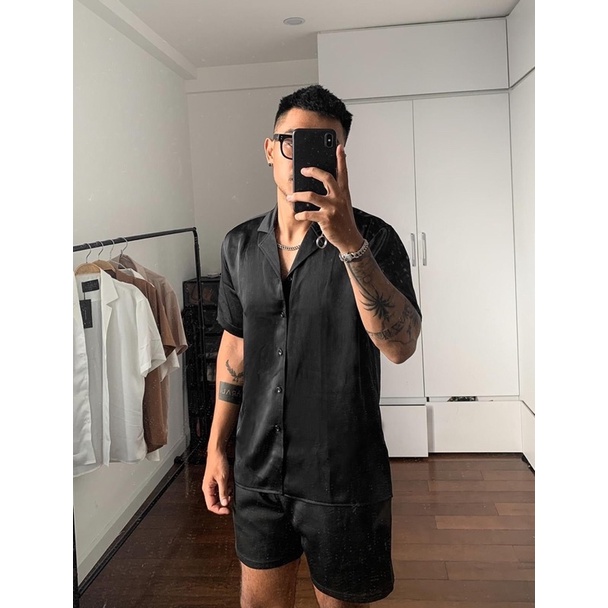 ÁO SƠ MI KATE CỔ VEST UNISEX TAY NGẮN DỄ PHỐI ĐỒ