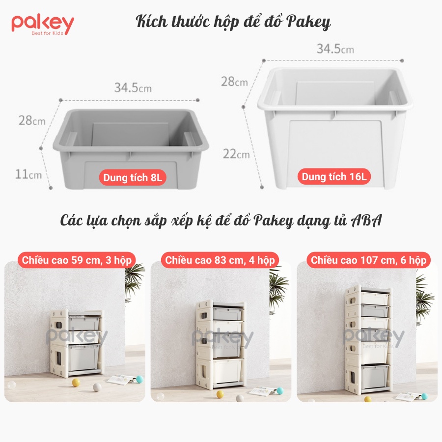 Kệ đồ chơi cho bé Pakey dạng tủ ABA, dày dặn chắc chắn hàng nhập khẩu