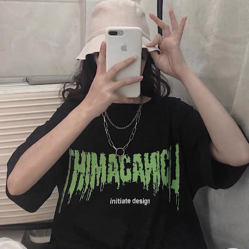 Áo thun tay lỡ form rộng , áo phông unisex chất cotton in hình maca