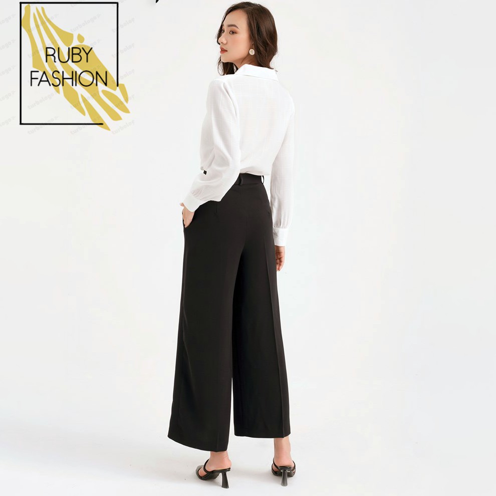 Quần suông ống rộng Ruby Fashion lưng cao vải cao cấp culottes nữ mặc kéo dài chân | BigBuy360 - bigbuy360.vn