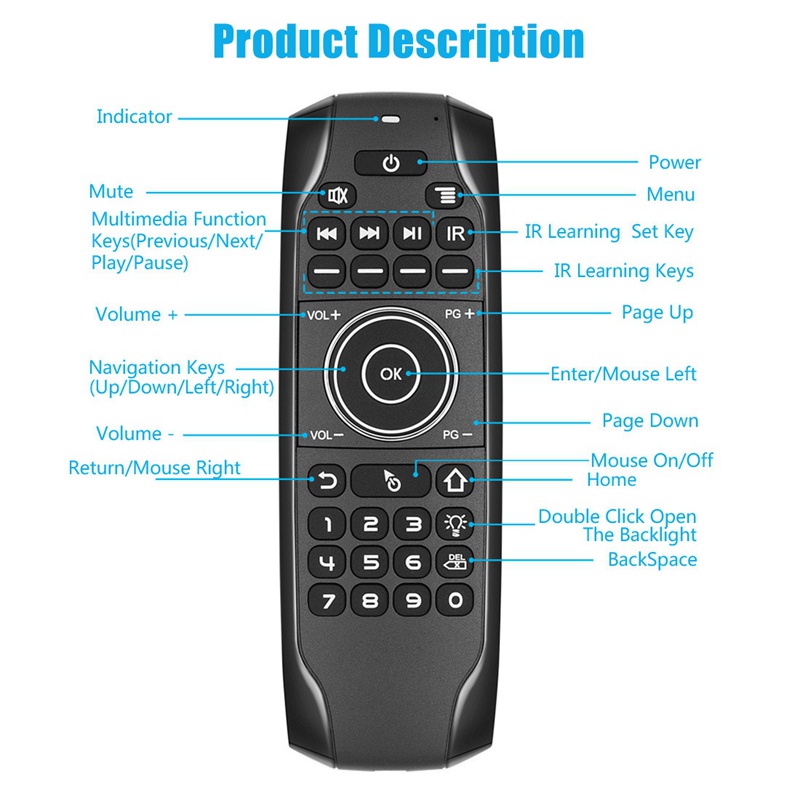 Bàn Phím Bluetooth 5.0 Mini G7Bts Gyroscope Điều Khiển Từ Xa Ir Cho Tv Box Laptop Thông Minh