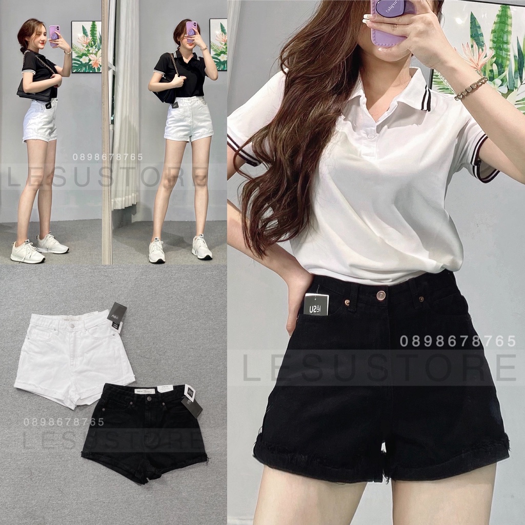 ẢNH TỰ CHỤP Quần Short Jeans trơn gập lai tua