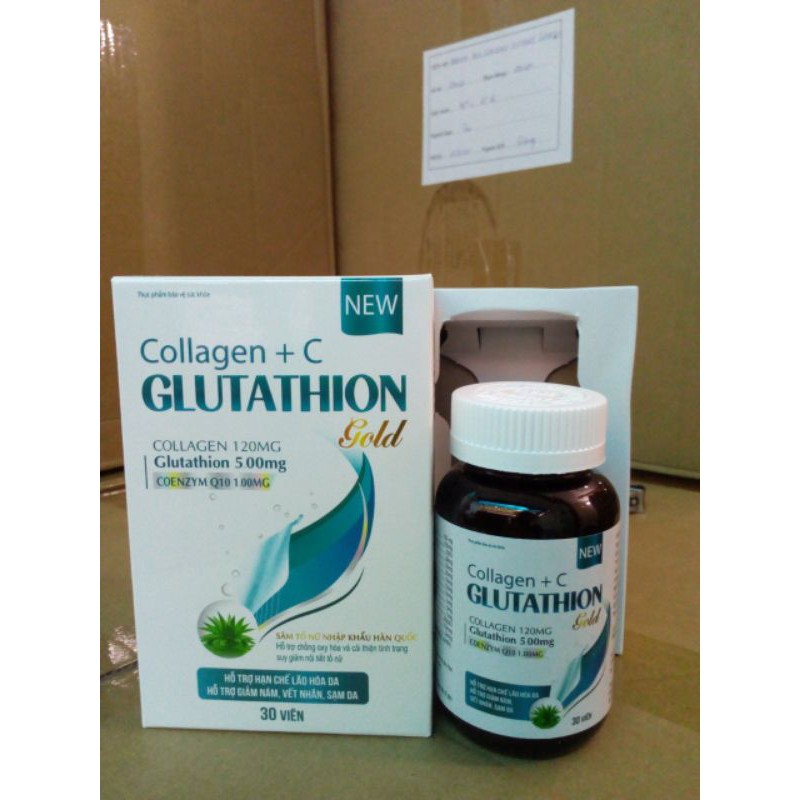 Collagen + C Glutathione cung cấp đổ ẩm cho da, làm đẹp da nám da vàng da chỗng lão hoá da hop 30vien