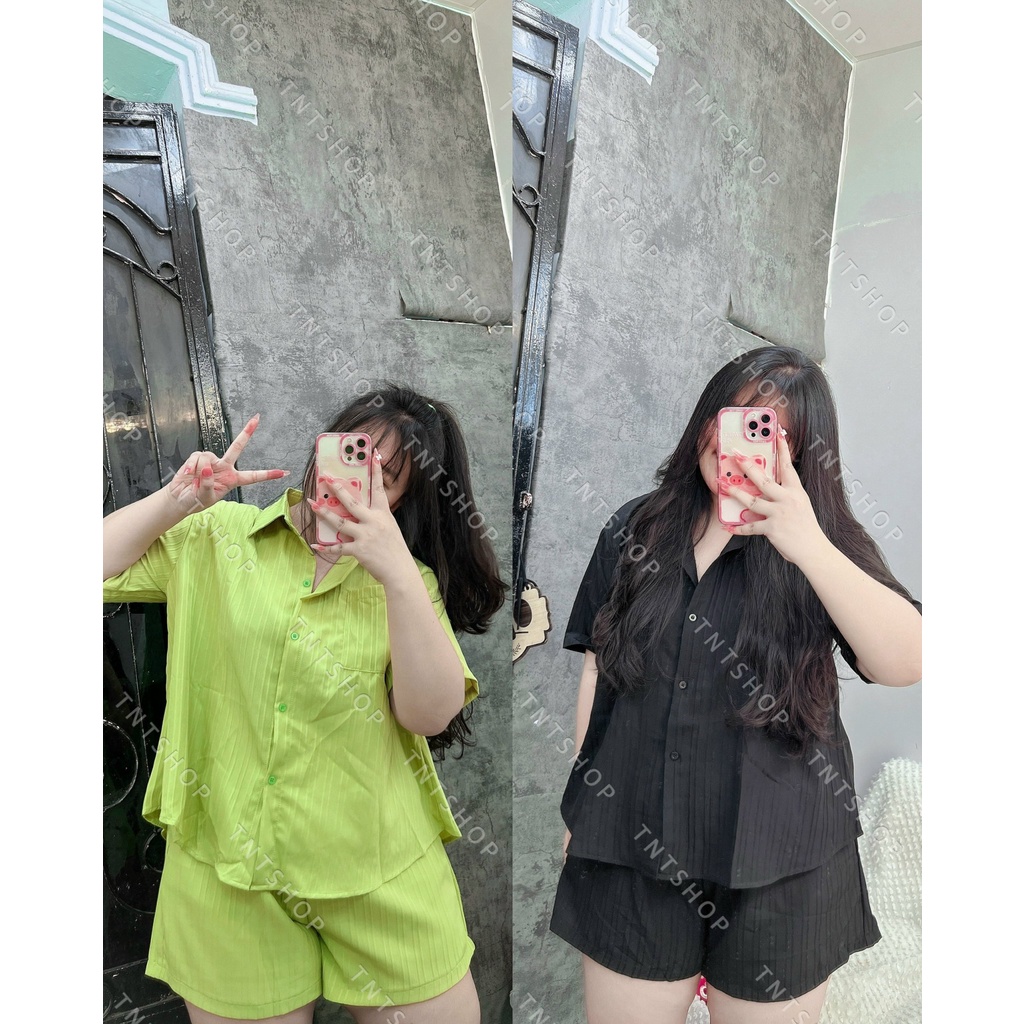 SET SƠ MI ĐÙI THẮT NƠ LƯNG [TNT Shop Bigsize 60Kg 90Kg]