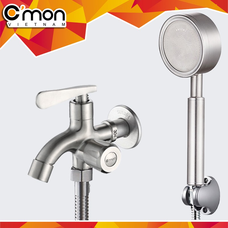 Bộ vòi sen siêu tăng áp inox SUS304 C'MON TS-01_304 + củ sen lạnh CSL-01