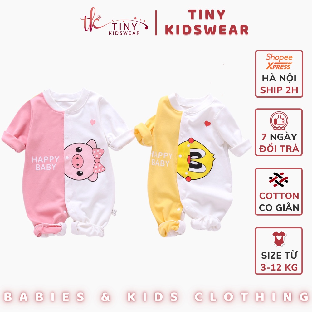 Bộ đồ dài tay áo liền quần thu đông, bodysuit dài tay thu đông cho bé trai, bé gái từ 3-12kg [BD13]