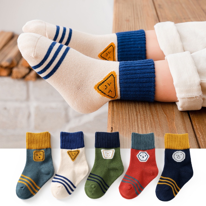 Set 5 Đôi Vớ Cotton Mềm Mại Cho Bé Từ 1-12 Tuổi