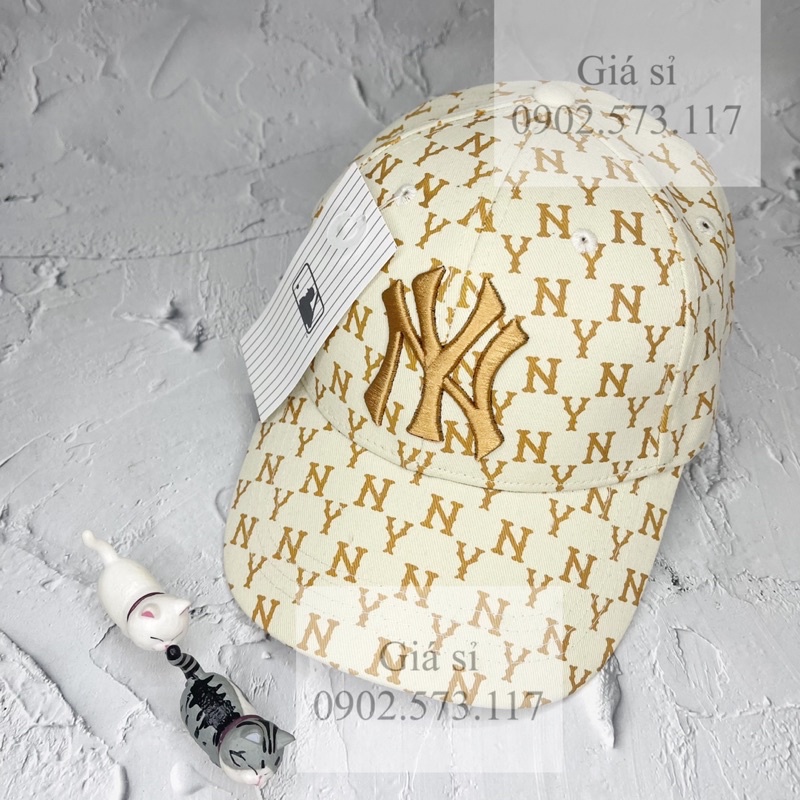 Nón kết lưỡi trai kem thêu N.Y in full thời thượng cá tính nam nữ full tags